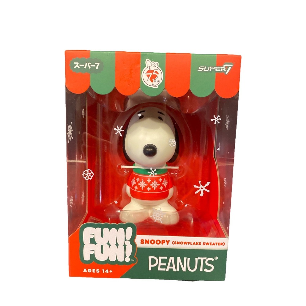 Super7 Fun! Fun! Holiday Peanuts 75 Years Snoopy Snowflake Sweater Vinyl Figure‎